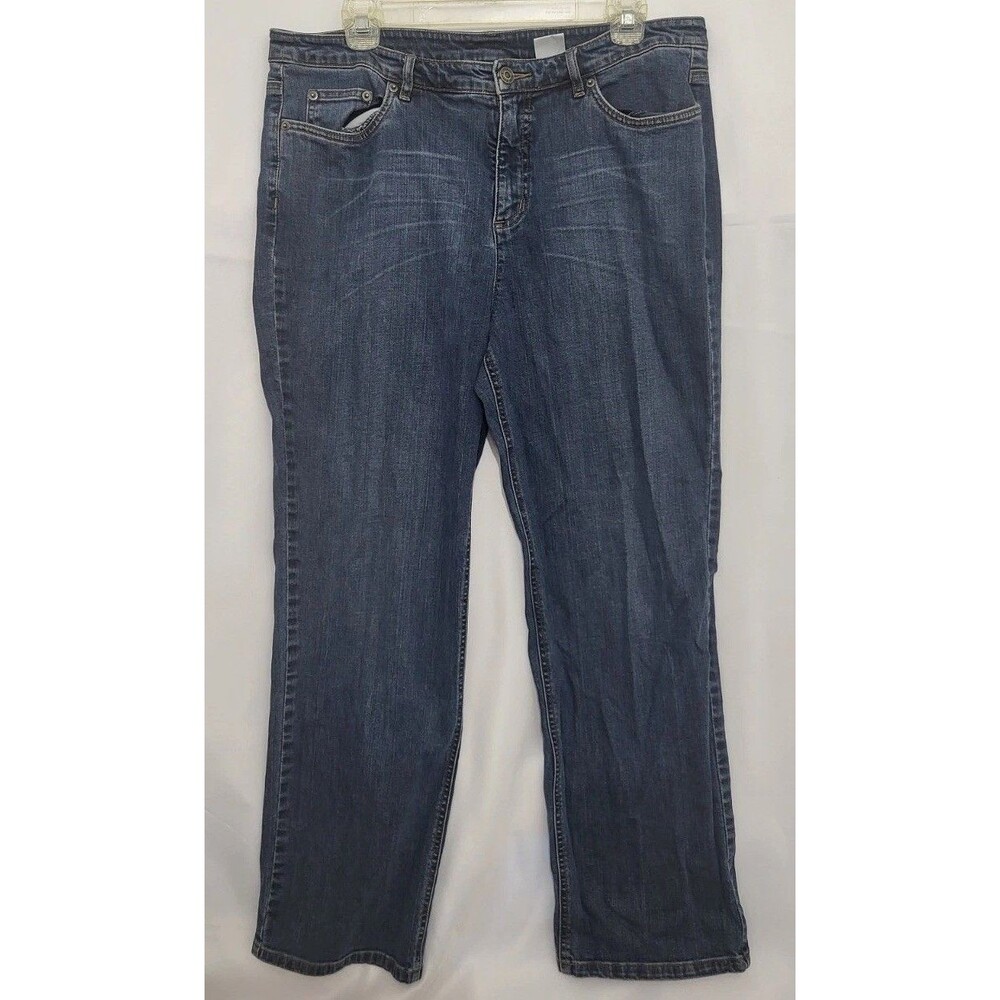 Talbots Petites Womens 14P Blue Stretch Bootcut Jeans Cotton Denim 5 Pocket